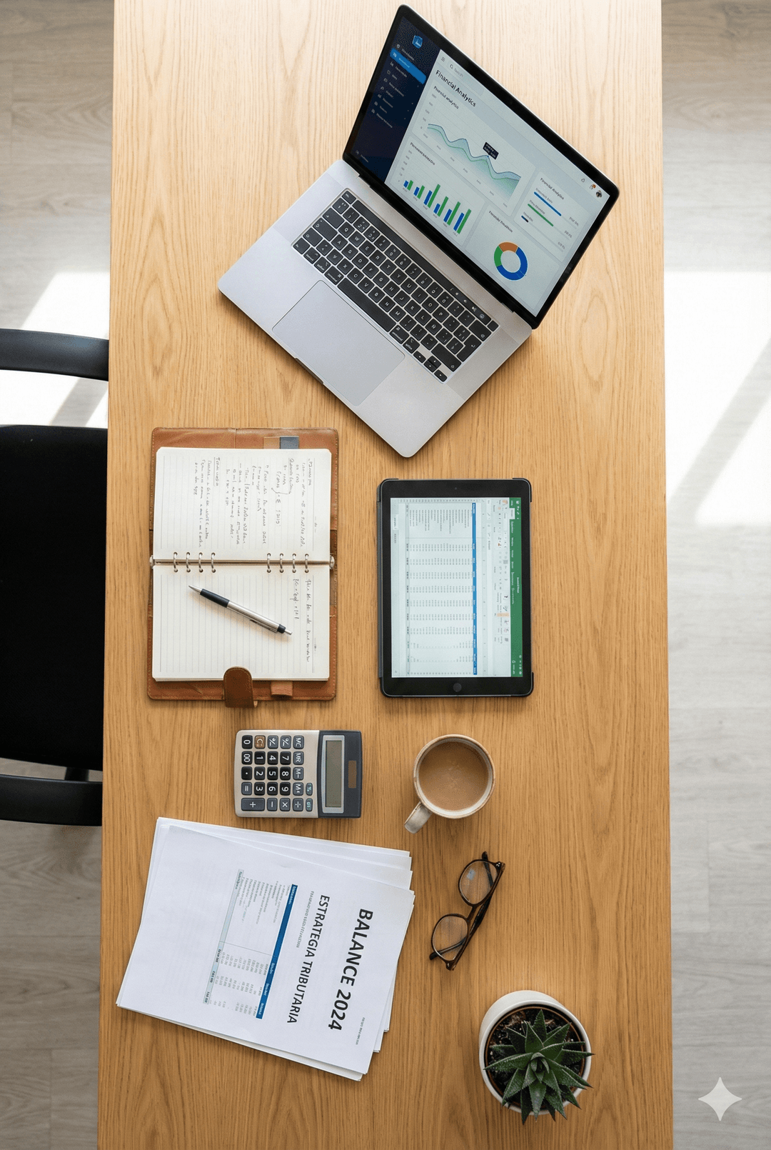 Equipo contable trabajando en una reunión en oficina moderna